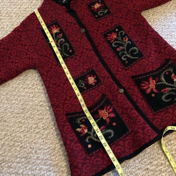 VTG Icelandic Design Knit Sweater Jacket Coat Sz M Folklore Tapestry Embroidered - Picture 12 of 14